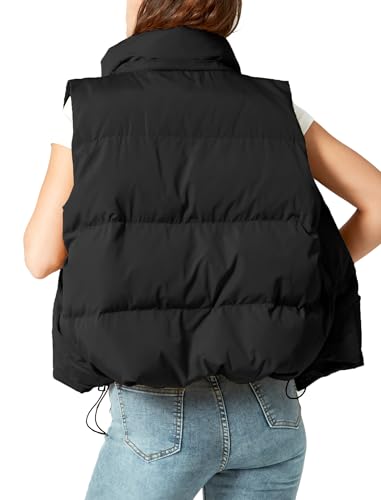 Women's Puffer Vest Detachable Hooded Stand Collar Sleeveless Padded Jacket Coat3