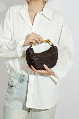 2025 Woven Straw Evening Clutch Bag Women Summer Satchel Purse Chain Cross Body Golden Color Handle Beach Wedding2