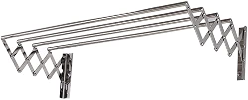 Étendoir à linge mural télescopique avec 4 rails extensibles gain de place en inox