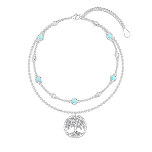 Tobillera de árbol de la vida antialérgica en plata 925 duradera