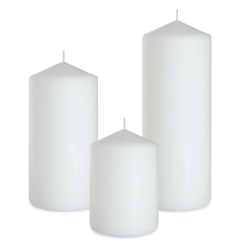 Dripless 3x4 3x6 3x8 Inch White Pillar Candles Unscented Long Las...