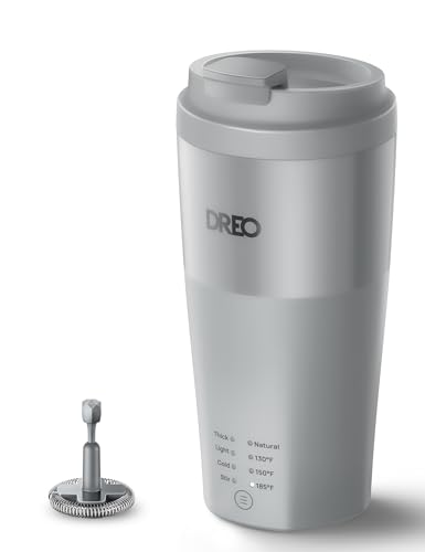 Image of DREO Milk Frother, 4-in-1 Electric Frother for Coffee, Hot and Cold Foam Maker for Cappuccino, Flat-white, Latte with Plant-based and Dairy Milk, Multi-stage, Easy to Clean, Temperature Control, Grey