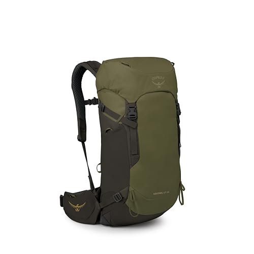 Image of Osprey Kestrel LT 28L Men's Backpacking Backpack, Green OS | hiking pack, camping gear, overnight trail pack, waterproof raincover, rain cover included, waterproof storage, dry bag