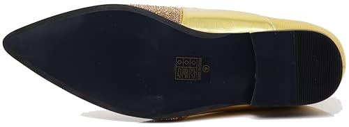 Image of Enzo Romeo Crisino Men Rhinestone Chrome Toe Suede Pointy Buckle Dress Loafer Slip On Shoes (Gold 03, US Footwear Size System, Adult, Men, Numeric, Medium, 10)