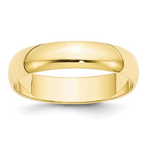 Solid 10k Yellow Gold 5 mm Rounded Wedding Band Ring