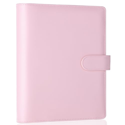 Image of Antner A5 Binder 6 Ring Refillable Notebook Planner Cover for A5 Planner Inserts & Refill Paper, PU Leather Loose Leaf Budget Binder Personal Organizer Kpop Photocard Holder with Magnetic Buckle, Pink