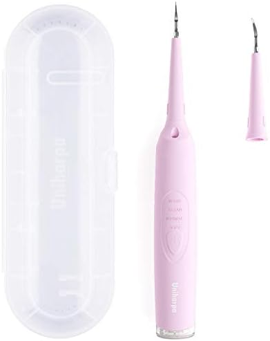 Uniharpa Household Electric Tartar Calculus Remover Tartar Scraper with 2 Different Tips Tooth Stains Teeth Cleaning (Pink)
