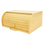 Topvaleur Bamboo Bread Bin - Elegant Bread Bins for Kitchen Storage, Corner Bread Bin with Roll-Top Lid, Natural Bamboo Finish, Large Capacity, Ideal for Modern and Traditional Kitchens