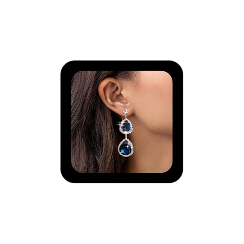 Allereya Boho Pendientes De Zafiro Lágrima De Plata Pendientes De Zafiro Pera Pendientes Colgantes De Cristal Azul Pendientes De Zafiro Cz Gota Pendientes De Zafiro Gota De Agua Joyas Para Las Mujeres