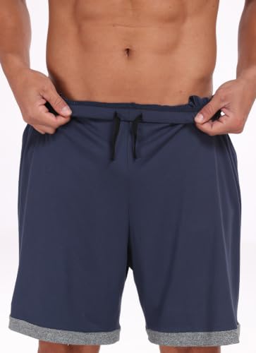 Image of Mens Pajamas Set Lightweight Summer Pjs Sleepwear Soft Comfy Short Sleeve Loungewear With Pocket (S-4X)