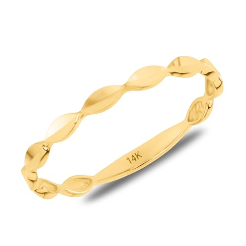 Thin Solid 14K Gold Ring with Diamond Cut | Comfortable and Stackable 14k Gold Band Rings for Women | Hypoallergenic 14K Solid Gold Ring in Sizes 6 to 8 by MAX + STONE