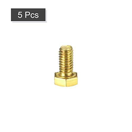 Image of uxcell Brass Hex Bolts, 5 /16-18x5 /8 5pcs Fully Thread Grade 4.8 Solid Brass Hexagon Head Bolt Machine Screws for Machinery