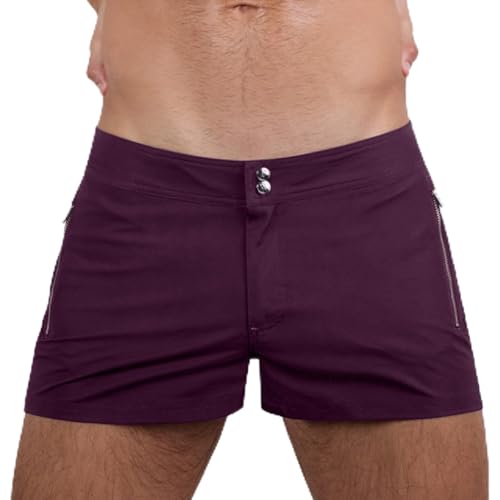 DC2 Men's Swimwear Beach Shorts - Flexible Stretch Quickdry All-Use Swimsuit (Very Berry - M)