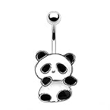 Disenchanted Jewelry 14GA Enamel Colored Panda Bear Dangle Belly Button/Navel Ring 316L Surgical Steel