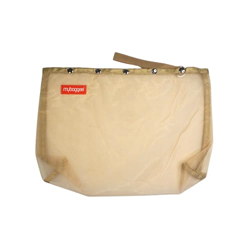Image of Large 5 Snaps Mesh Travel Knitting Bag with Snap Opening, Lightweight Nylon Storage Pouch for Yarns, Needles and Accessories (Beige)