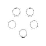 5Pcs Stainless Steel 16G Sleeper Hoop Earrings for Women Men Septum Hinged Clicker Nose Lip Ring Helix Daith Cartilage Tragus Piercings Tiny Small Huggie Hoops Hypoallergenic (8mm in Silver 18G)