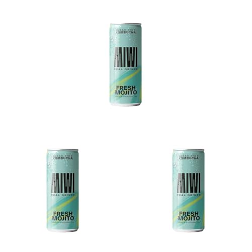 MIWI Kombucha sin azúcar (Fresh Mojito, 1 lata) (Paquete de 3)