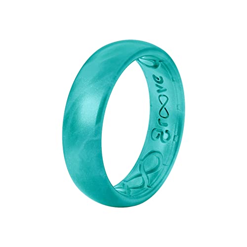 Groove Life Metallic Thin Ocean Ring - Breathable Silicone Wedding Rings for Women, Lifetime Coverage, Unique Design, Comfort Fit Ring - Size 11