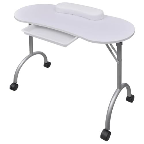 vidaXL Table de Manucure Pliante avec roulettes Mobilier Meuble Portable