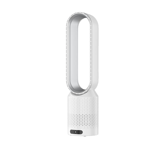 Ventilador sin rotor con mando a distancia, ventilador de torre 2 en 1, muy silencioso y purificador de aire con HEPA, 8 velocidades, oscilación de 90°, temporizador, enfriador de aire, aire