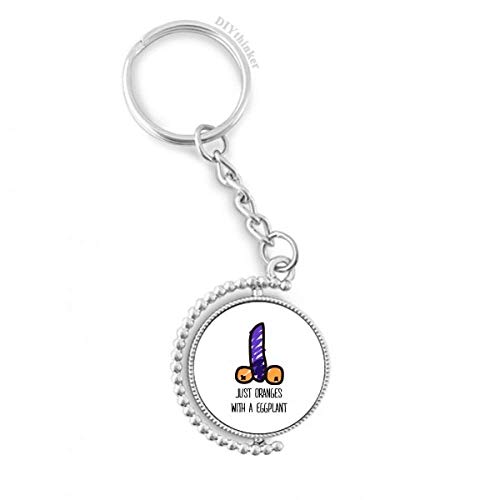 Porte-clé rotatif multicolore dessin drôle oranges aubergine avec anneau keyholder