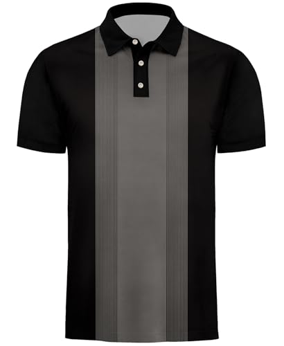 Casual Golf Shirt for Men: Short Sleeve Dri Fit Striped Color Block Polo Clothes2