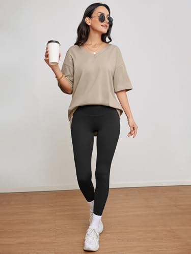 Image of ATHMILE Womens Oversized Shirts V Neck Plus Size Spring Workout Summer Tops Beach Vacation 2026 Gym Clothes Basic Tee