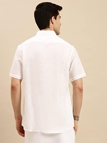 Image of Ramraj Cotton Men Solid Cotton White Half Sleeve Shirt Crafted For A Clean| Versatile| Comfortable look