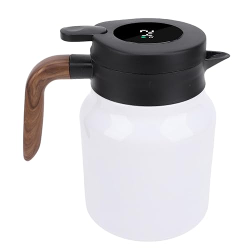 Café Térmico, 1000ml 316 Hervidor Café con Aislamiento Acero Inoxidable con Infusor té para Jugo Leche Bebida Helada Agua Caliente, Dispensador Agua para Mantener Caliente (WHITE)