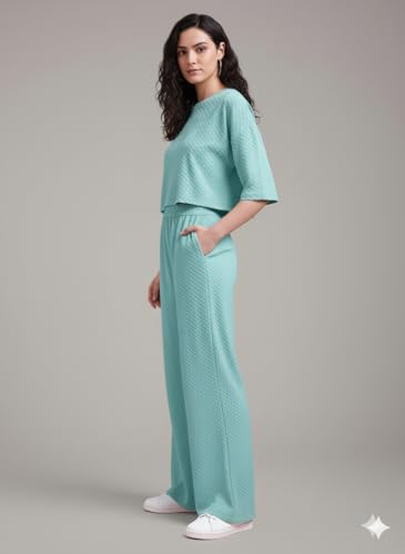 Image of Zilcon Women Bricks Wool 2 Piece Sets for Women Casual Summer Travel Vacation Outfits Pajama Sets Cap Sleeve Lounge Set