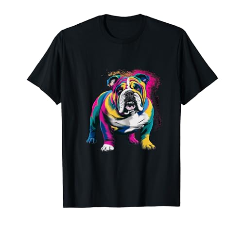 Dog Lover diseña bulldog inglés colorido para hombre Camiseta
