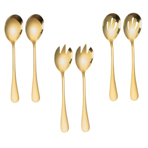 Cabilock Set of 6 Salad Serving Spoons Forks Sturdy Stainless Steel Western Style for Dinner Parties