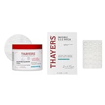 Thayers Blemish Clearing Acne Pads, Salicylic Acid Acne Treatment, Pore Reducing, Exfoliating, and Soothing Toner Pads, 60 Ct + Invisible S.O.S Hydrocolloid Acne Pimple Patch, Ultra-Thin, 22 Patches