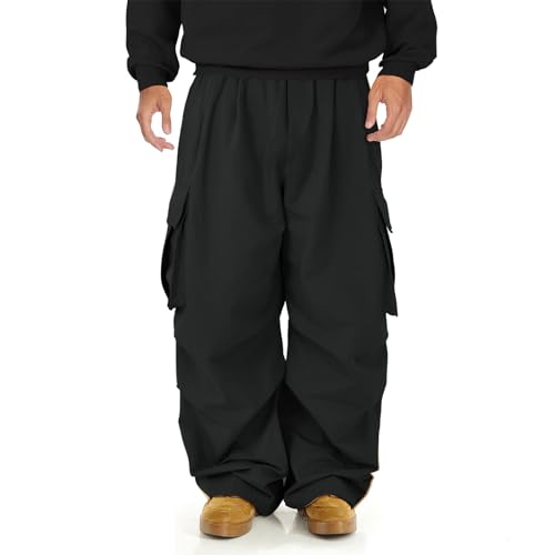 American Trends Men's Baggy Cargo Pants Wide Casual Parachute Pants Jogger Drawstring Hiking Hip Hop Pants with Pocket2