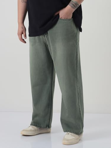 Image of Urbano Plus Men's Loose Baggy Fit Heavy Washed Jeans Non-Stretchable