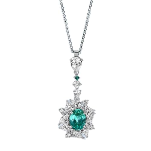 Pendentif fleur moissanite tourmaline verte et rubis véritable avec chaîne