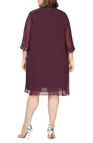 Image of S.L. Fashions Women's Chiffon Mother of the Bride Jacket Dress with Beaded 3 /4 Sleeves and Neckline (Plus Size)