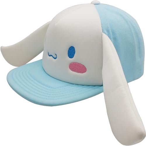 Cinnamoroll Baseball Cap Adult Snapback Hat with Flat Brim and 3D Ears Blue One Size