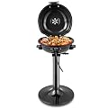 HAPPYGRILL 1600W Electric Grill Outdoor BBQ Grill with Warming Rack for 15-Serving Barbecue Grill Portable Stand BBQ Grill