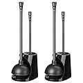 Qaestfy Toilet Plunger and Brush Set for Bathroom Cleaning, 2-in-1 Long Handle Toilet Bowl Brush with Stiff Bristles & Powerful Plunger, Space-Saving Holder (Pack of 2)