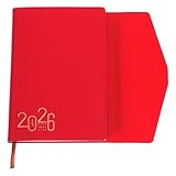 Lurrose 2026 Daily Schedule Planner Year-round Red Hardcover Yearly Desk Calendar Notepad Organizer with Daily Tabs for Work and Personal Use