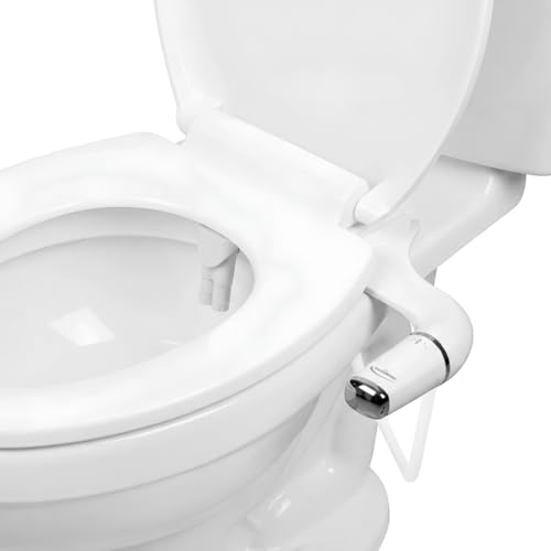 GenieBidet Bidet Attachment for Toilet - Ultra-Slim Hygienic Bidet Attachment For Existing Toilets - Bidet Toilet Seat Attachment with Pressure Controls - Travel Bidet Included (Left Hand Operation)