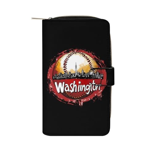 Baseball Fans Washington Womens PU Leather Wallet Long Purse Clutch Organizer for Office Travel