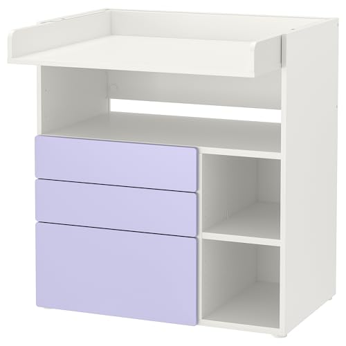 ProTuning SMÅSTAD Wickeltisch, weiß lila/mit 3 Schubladen, 90x79x100 cm ProTuning SMÅSTAD Wickeltisch, weiß lila/mit 3 Schubladen, 90x79x100 cm