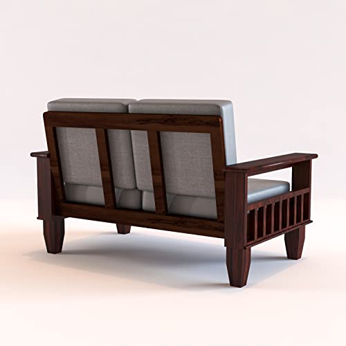 Image of KINGS HOME FURNITURE Sheesham Wooden 6 Seater Sofa for Living Room | Rosewood 6 Seater Cushion Sofa with Side Newspaper Holder for Home & Office (-Mahogany Finish,3+2+1 Seater)