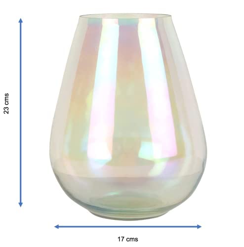 Image of Irised Clear Glass Cylinder Flower Vase Thick Bottom Large Glass Vases for Centerpieces Flowers Decor for Living Room Kitchen Office Home Wedding