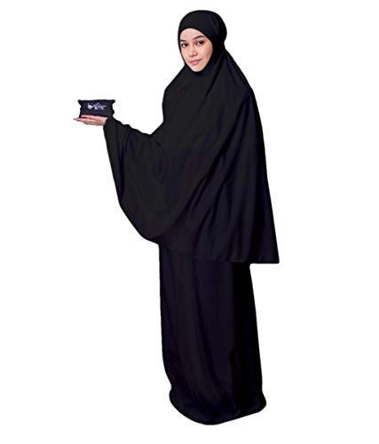 Muslim Women's Prayer Dress Pocket-Size Hijab Scarf Skirt Islamic Abaya