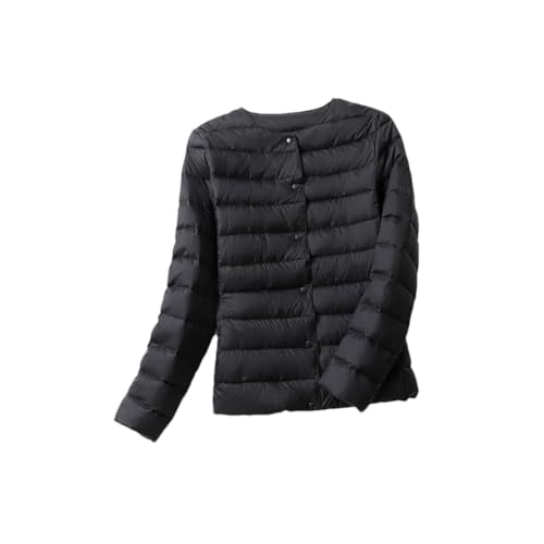 Piumino da donna ultra leggero tinta unita girocollo parka cappotto