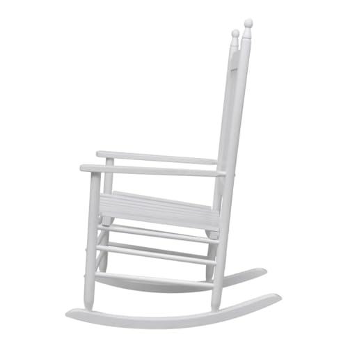GeenYuu Mecedora con asiento curvado, madera de abeto, color blanco, 60,5 x 82 x 114 cm, para salón, terraza, duradera, resistente a la intemperie, clásica, cómoda