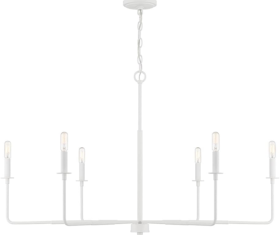 Savoy Essentials 1-2221-6-83 Salerno Scandinavian Chandelier, 6-Light 360 Total Watts, 25" H x 42" W, Bisque White